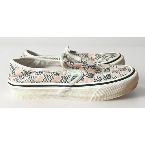 Vans Classic Slip-On Mod Checkerboard Pink Green Shoes Sneakers Ultracush Sz 5.5 - Picture 2 of 7